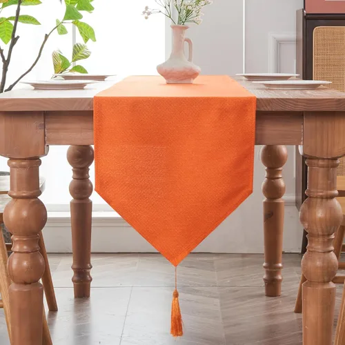 Miniatura 23 de BALCONY & FALCON Camino de mesa con borlas, lavable a máquina, caminos de mesa decorativos de lujo para el hogar para comedor, fiestas, banquetes