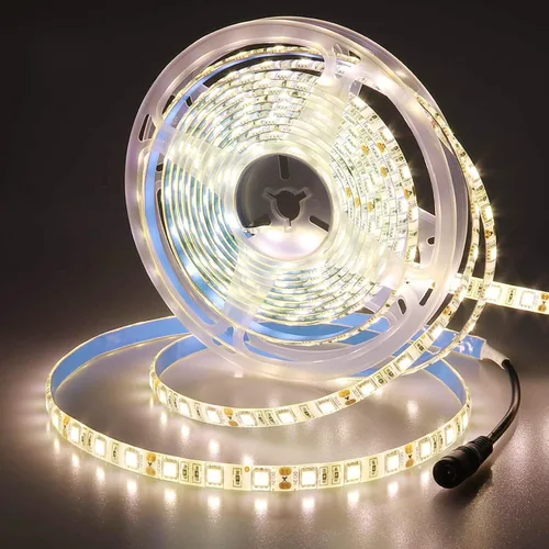 Miniatura 7 de JOYLIT Tira de luces LED blancas de 12 V, 6000-6500 K, 16.4 pies, SMD5050, 300 LED, regulable, impermeable, cortable, flexible, para dormitorio