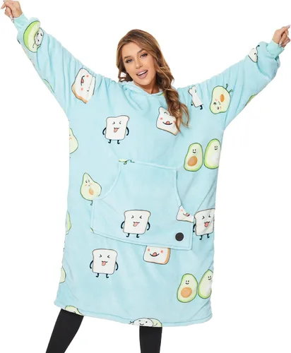 Miniatura 21 de Three Poodle - Manta con capucha portátil para niños, sudadera de sherpa de gran tamaño con capucha gigante, manta con capucha cálida y acogedora