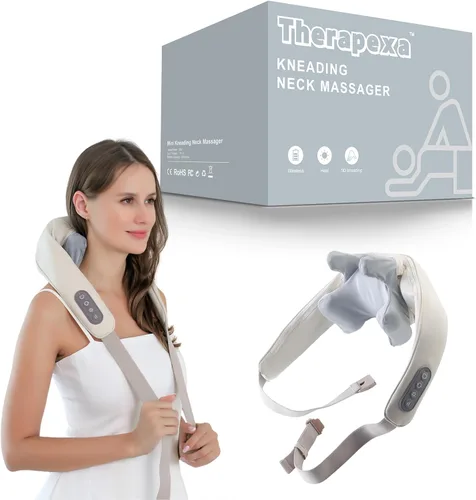 Therapexa - Masajeador de cuello y hombros, masajeador de espalda para aliviar el dolor de tejido profundo, masajeador para dolor de cuello y Beige