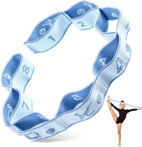 Correa de estiramiento para niños, banda elástica de gimnasia para estiramiento de ballet y danza con 8 bucles, correa de resistencia ajustable para