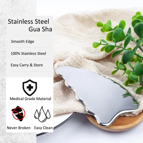 Miniatura 2 de wuyaoyao Herramienta de raspado Gua Sha, herramienta de masaje de terapia de acero inoxidable, drenaje linfático Gua Sha Junta para anticelulitis