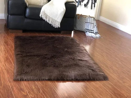Miniatura 18 de LAMBZY Alfombra cuadrada de piel de oveja sintética, súper suave, hipoalergénica, de pelo de felpa de primera calidad