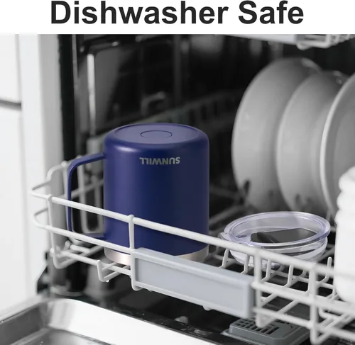 Miniatura 5 de SUNWILL - 2 tazas de café de 14 onzas, con aislamiento al vacío de doble pared, recubrimiento en polvo y con tapa; para exteriores, campamento