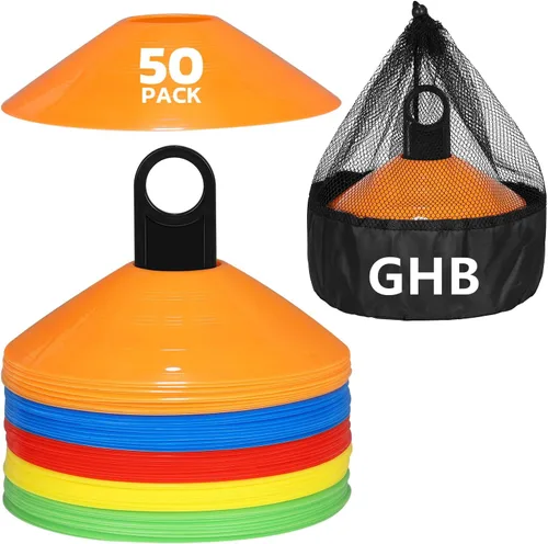 Miniatura 10 de GHB Conos de fútbol 25/50/100 paquete Discos de fútbol deportivos Conos de entrenamiento Marcadores de campo Conos de agilidad para tráfico, 25