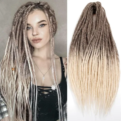 Miniatura 13 de 20 hebras de 24 pulgadas, extensiones de rastas color burdeos, rastas de cabello de ganchillo para mujer, hechas a mano, suaves, trenzas de cabello