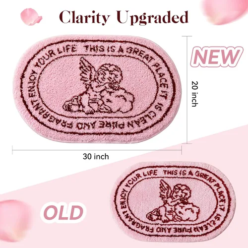 Miniatura 2 de TRUEDAYS Alfombra de baño de ángel rosa, suave, antideslizante, absorbente, rosa, diseño de boceto, elegante, decoración de querubines, para baño