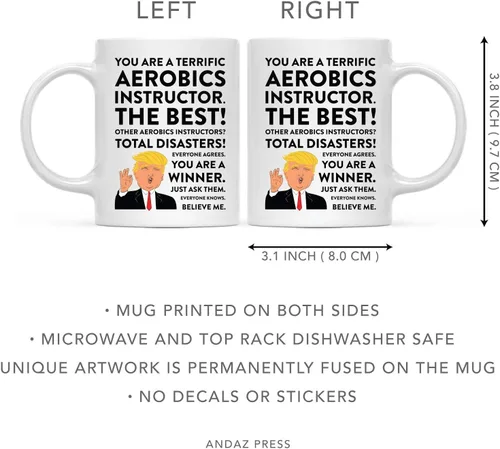 Miniatura 5 de Andaz Press Funny President Donald Trump - Taza de café de 11 onzas, excelente instructor aeróbico, paquete de 1, taza de cerámica para beber