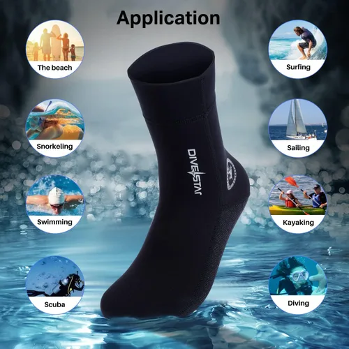 Miniatura 5 de DIVESTAR Calcetines de neopreno de buceo para hombres y mujeres, 0.118 pulgadas, 0.118 pulgadas, negro/camuflaje, calcetines de buceo para deportes