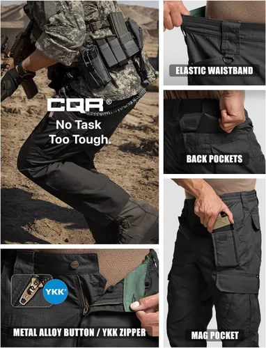 Miniatura 8 de CQR Pantalones tácticos para hombre, resistentes al agua, pantalones cargo Ripstop, ligeros EDC trabajo, senderismo, ropa para exteriores