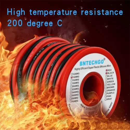 Miniatura 7 de BNTECHGO Carrete de alambre de silicona calibre 14 20 pies rojo y 20 pies negro flexible 14 AWG alambre de cobre estañado trenzado