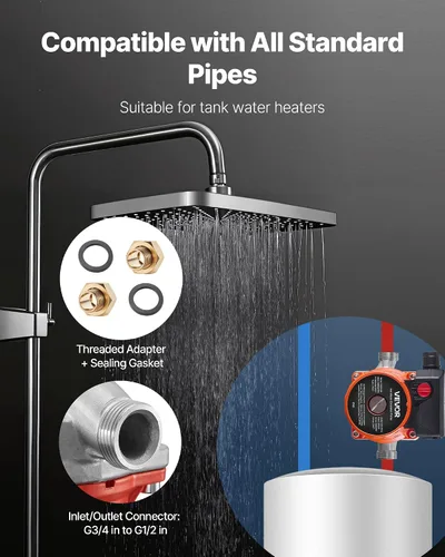 Miniatura 6 de VEVOR Bomba de recirculación de agua caliente, 10 GPM, sistema de bomba circuladora de circulación instantánea, control de 3 velocidades, 0.13 HP