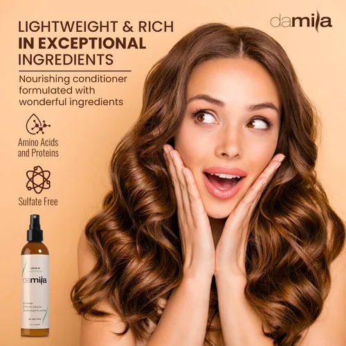 Miniatura 6 de damila Acondicionador de queratina sin enjuague para cabello fino, seco, dañado y rizado, desenreda y protege contra el calor, extiende tu