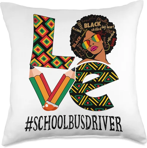 Miniatura 4 de School Bus Driver Love Afro African Black History Month Throw Pillow