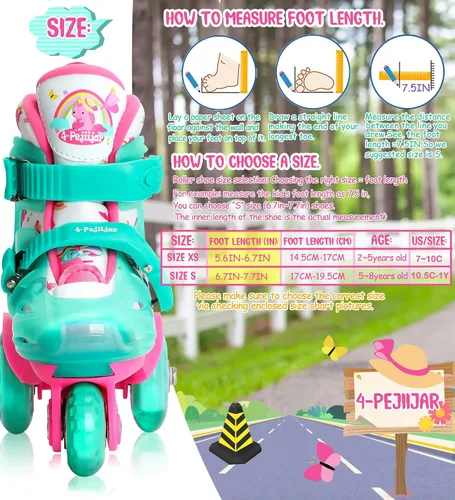 Miniatura 4 de Patines de ruedas ajustables para niños, niñas y señoras con ruedas que se iluminan con flash (edad 3-9), equilibrio de tres puntos, empaque de caja