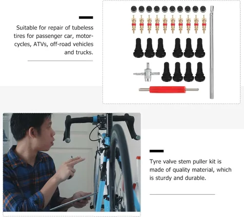 Miniatura 5 de Tire Stem Installation Set with Valve Core Removal Tool 1pcs Car Tire Stem Puller Kit Repair and Maintenance