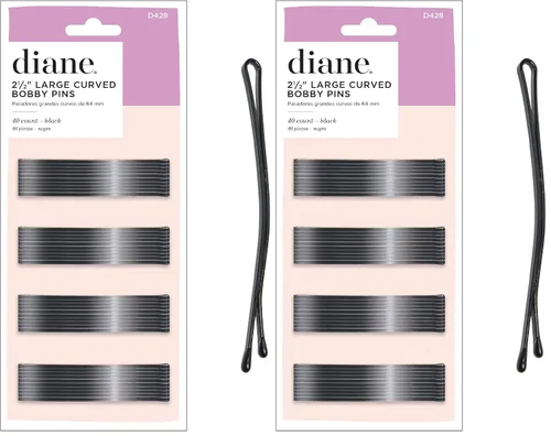 Miniatura 6 de Diane Horquillas para el cabello para mujer, grandes de 2.5 pulgadas, color negro, diseño plano curvado con puntas de bola, D428 - 40