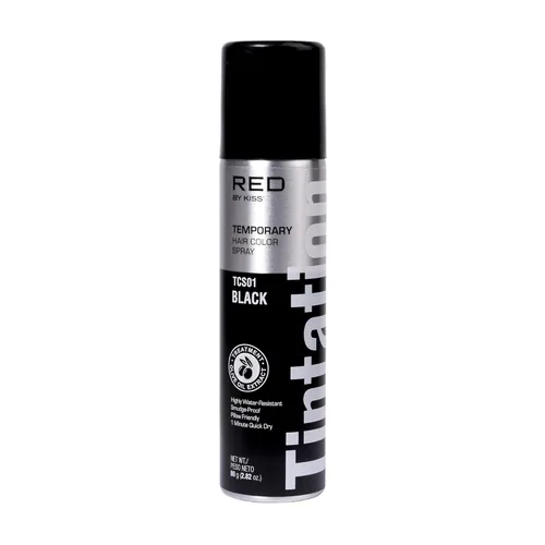 Red by Kiss Tintation - Aerosol para dar coloración temporal al cabello, Cobertura instantánea para retocar las raíces grises, Resistente al agua y
