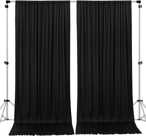 AK TRADING CO. Cortinas de telón de fondo de poliéster IFR de 10 pies x 8 pies con bolsillos para varillas - Cortinas para decoración de ventana