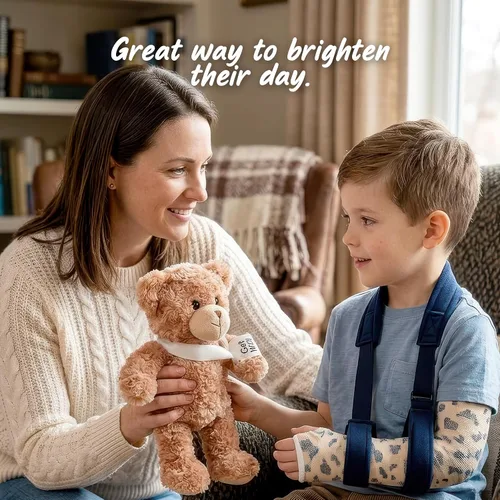 Miniatura 5 de Jolitee Oso de peluche con brazo roto con brazo izquierdo o derecho, regalo de recuperación de animales de peluche para niños, 10.5 pulgadas