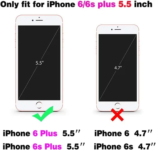 Miniatura 2 de Funda compatible con iPhone 6plus 6splus 6/6s Plus y protector de pantalla de vidrio templado, funda para tarjetero/tarjetero, fundas para teléfono