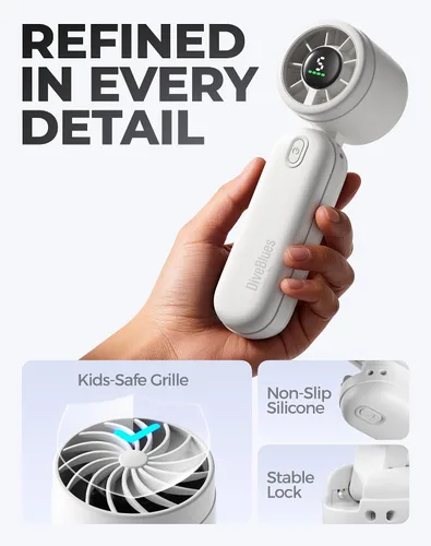 Miniatura 7 de Diveblues iTurbo - Ventilador turbo portátil de mano, mini ventiladores de mano portátiles plegables, batería recargable, pantalla LED de alta