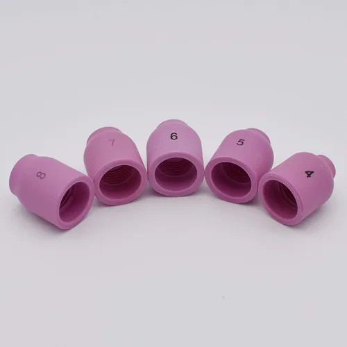 Miniatura 7 de 10 unids TIG lente gas alúmina boquilla cerámica taza 53n58 53n59 53n60 53n61 53n61s #4 #5 #6 # 7 #8 para la antorcha de soldadura TIG 9 20 25