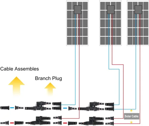 Miniatura 6 de BougeRV Conector Y de rama solar para conexión paralela entre paneles solares FMM+MFF (1 par)