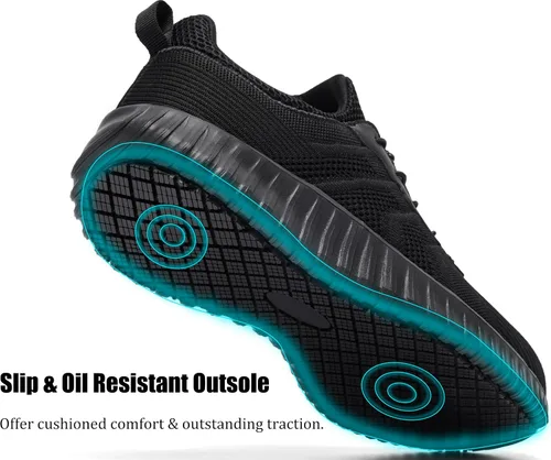 Miniatura 3 de Zapatos de trabajo antideslizantes para hombre, resistentes al agua, sin cordones, ligeros y duraderos, perfectos para servicio de alimentos, cocina