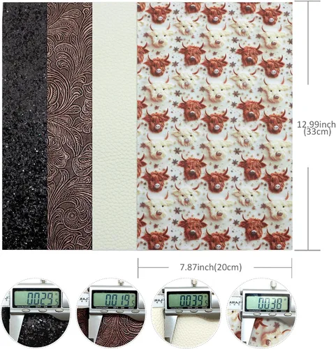 Miniatura 4 de David accessories Juego de 5 hojas de piel sintética floral de 7.7 x 12.9 pulgadas (7.9 in x 13.0 in) a rayas de puntos mixtos de cuero sintético