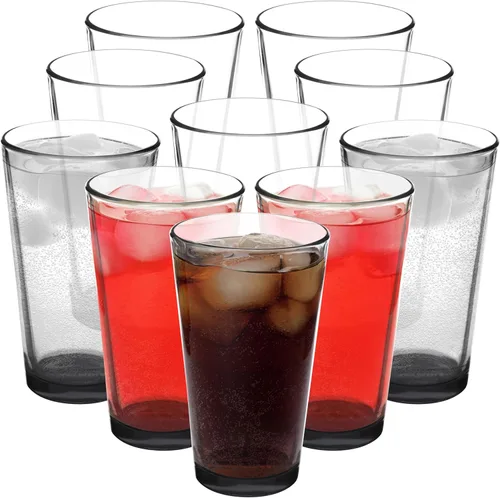 DISCOUNT PROMOS Juego de 10 vasos de cerveza de 16 onzas, paquete a granel, cristalería resistente para restaurantes, base gruesa y paredes, En