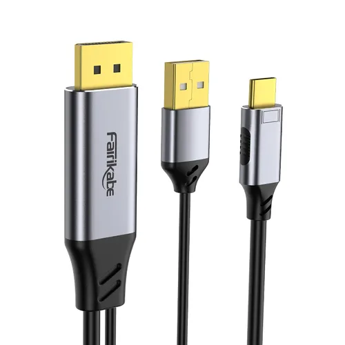 fairikabe Cable DisplayPort a USB C, puerto de pantalla 4K a 60Hz a USBC de 6.6 pies, convertidor DP 1.2 macho a macho tipo C para monitor portátil