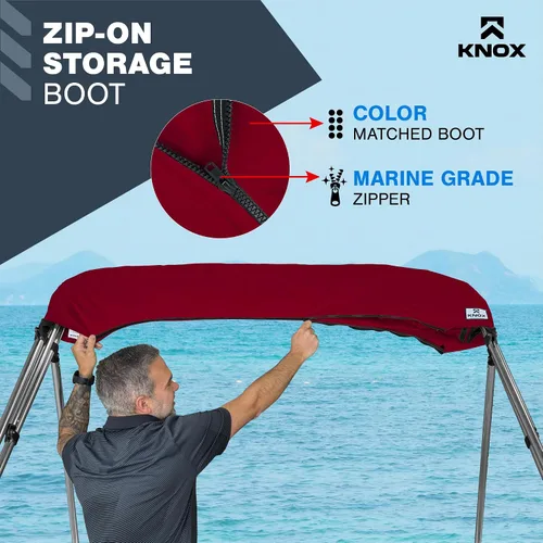 Miniatura 6 de Lona universal de repuesto Bimini de 4 arcos, lona superior Bimini solo con funda de almacenamiento con cremallera, grado marino 900D, impermeable