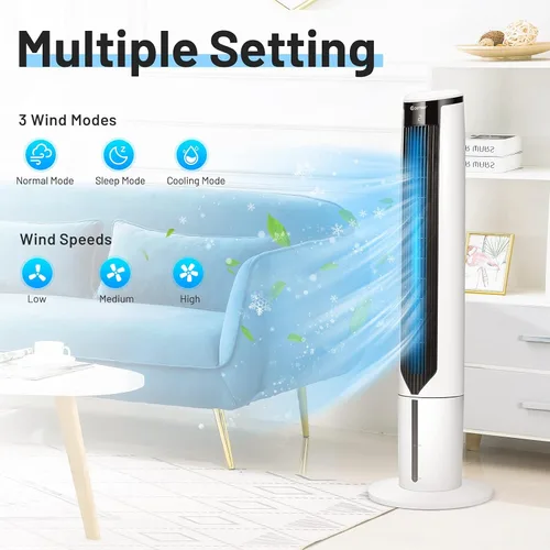 Miniatura 4 de COSTWAY Enfriador de aire evaporativo portátil para habitación, enfriador de 41 pulgadas con control remoto, enfriador oscilante de 70° con 4