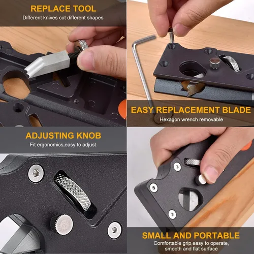 Miniatura 3 de Plano de esquina de borde de carpintería con localizador auxiliar, plano de mano adecuado para recorte rápido de madera (W/4cuters)