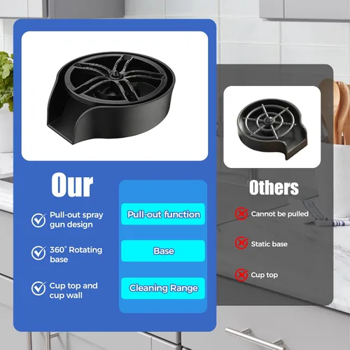 Miniatura 4 de Enjuague de vidrio para fregadero de cocina, enjuague de vidrio giratorio de 360 grados de alta presión con pistola rociadora extraíble, accesorio