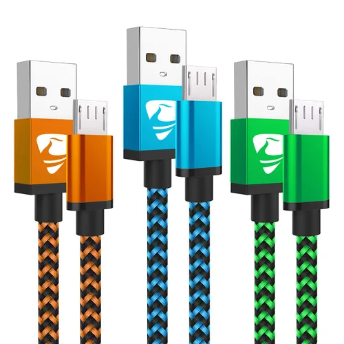 Miniatura 10 de Aioneus Cable USB A a USB C, paquete de 3 unidades de 3 pies, cable de carga USB C trenzado duradero de carga rápida, cable de carga tipo C