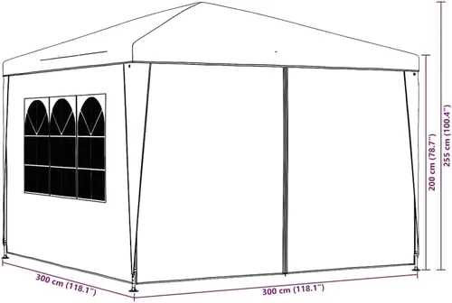 Miniatura 3 de vidaXL Tienda de campaña para fiestas al aire libre, 9 pies 10 pulgadas x 9 pies 10 pulgadas, resistente a los rayos UV y al agua, carpa de jardín