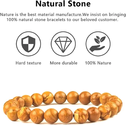 Miniatura 2 de TIGERSTAR Natural Lava Rock Beads Bracelet,Stretch Elastic Bracelets,Adjustable Braided Rope Gemstone Bracelets for Men Women