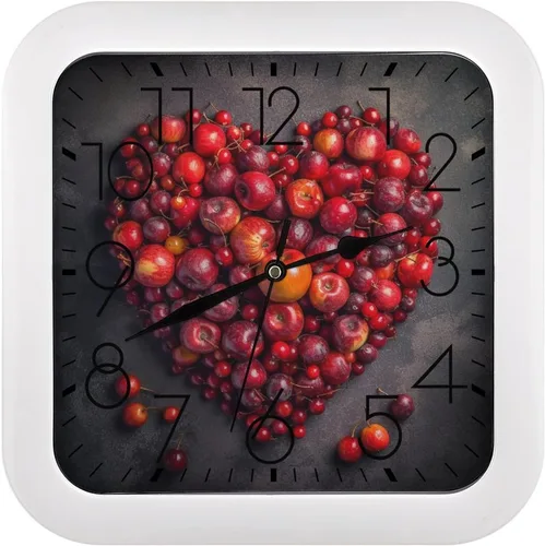 Miniatura 24 de 10" Square Modern Wall Clock,Different Heart Patterns Print Kitchen Clocks Wall Battery Operated,Silent Non Ticking Unique Funny Cute Wall Clock for