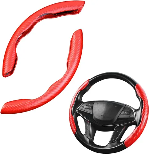 Miniatura 10 de LoyaForba Funda universal para volante de automóvil, protector universal de cuero segmentado de 15 pulgadas, antideslizante y suave, transpirable