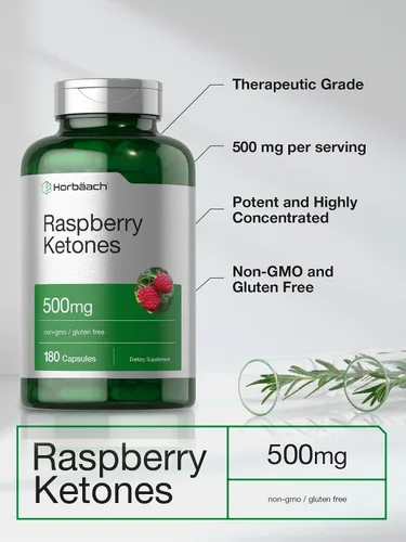 Miniatura 3 de Horbäach Cetonas de frambuesa 500 mg 180 cápsulas Píldoras sin OMG y sin gluten
