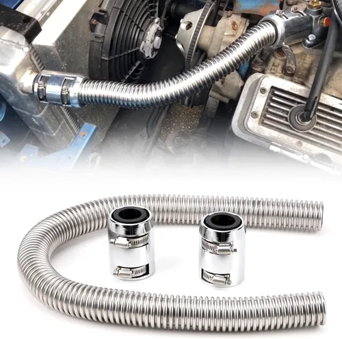 Miniatura 6 de Manguera de radiador de acero inoxidable de 36 pulgadas, adaptador universal flexible de mangueras de agua, kit de manguera de radiador de Negro