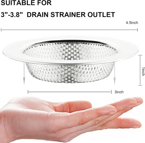 Miniatura 2 de LASSHSWA - Colador de acero inoxidable para fregadero de cocina, colador de drenaje para fregaderos de cocina con borde ancho grande de 4.5 pulgadas