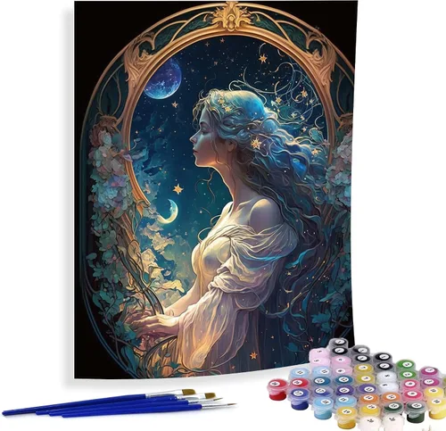 Diymood Pintura por números para adultos y niñas, pintura al óleo DIY planta acrílica por números kits para niños adultos principiantes para