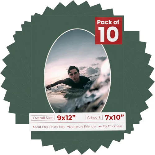 Miniatura 8 de Tapete de 9 x 12 pulgadas, corte biselado para fotos de 7 x 10 pulgadas, apertura de tablero de fotos ovalado negro precortado, sin ácidos, mate