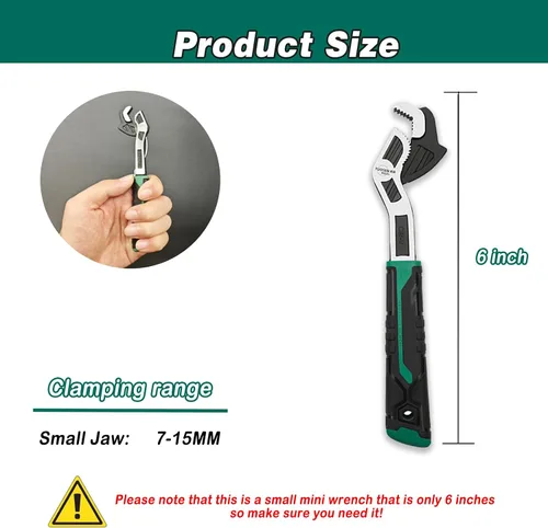 Miniatura 6 de Llave Ajustable de 6 Pulgadas - Ajuste Automático de Tamaño, 0.28"-0.6" (7-15MM), Ajustable con Resorte Multi-Tamaño, Llave Rápida para Auto