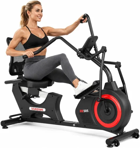 VANSWE Bicicleta elíptica reclinada para entrenamiento cruzado – Bicicleta de ejercicios reclinada de bajo impacto para todo el cuerpo con