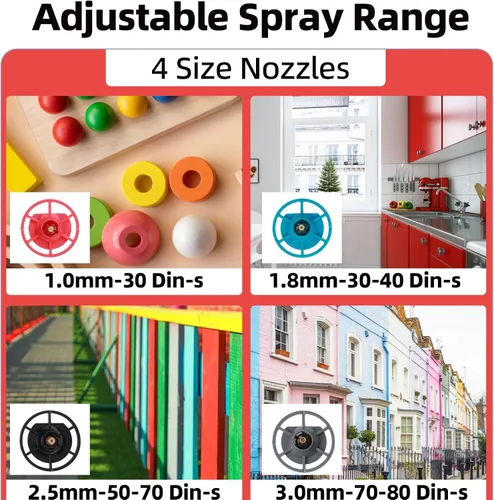 Miniatura 6 de Pulverizador de Pintura Inalámbrico Compatible con Batería Milwaukee M18, Pistola de Pintura en Aerosol HVLP con 4 Boquillas de Cobre, Motor de Alta