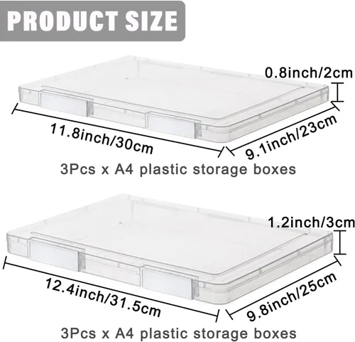 Miniatura 2 de LonlyEagle Paquete de 6 cajas de almacenamiento portátil para archivos de tamaño A4, caja de almacenamiento de plástico para papel carta de 8.5" x